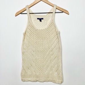American Eagle Beige Crochet Knit Top Size Small